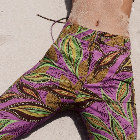 COPY - ZARA printed linen high waist pants trousers size Small NEW - Picture 4 of 12